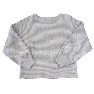 Nordstrom Open Edit Gray Ribbed Dolman Sleeve Cotton Blend Sweater - SIZE M